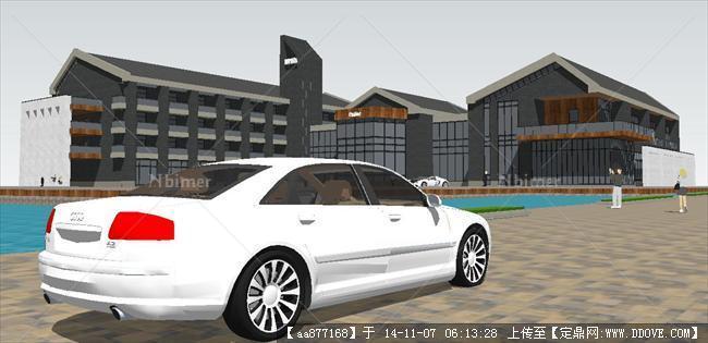 中式汽车俱乐部会所精细SU设计模型