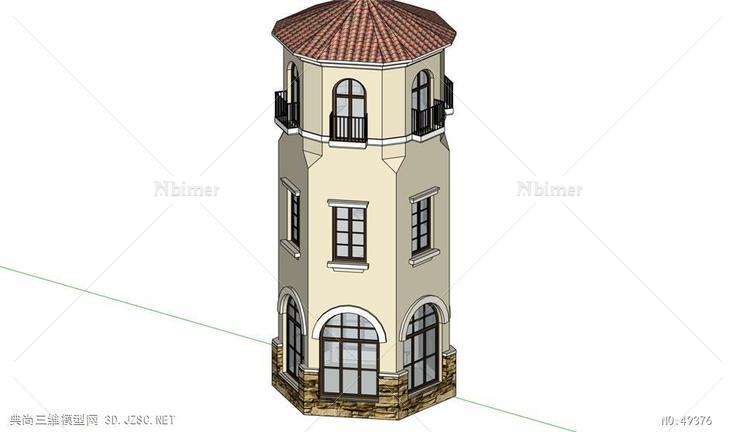 塔楼1门卫保安室 su模型3d