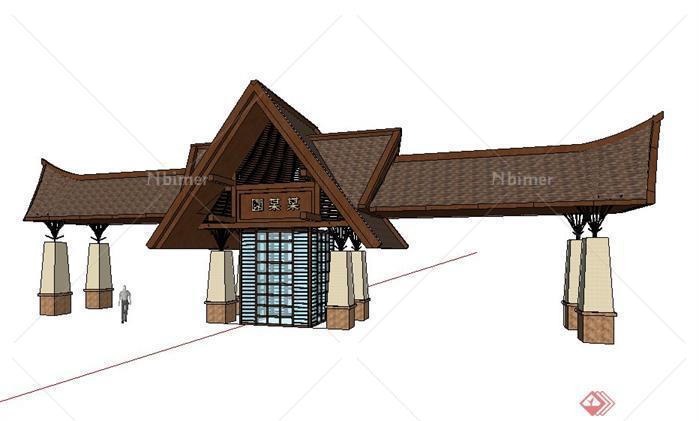 傣族风情园入口大门景观设计SketchUp(SU)3D模型