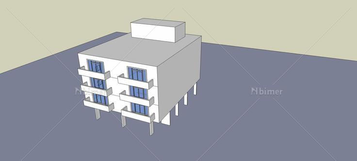 现代多层公寓(80048)su模型下载