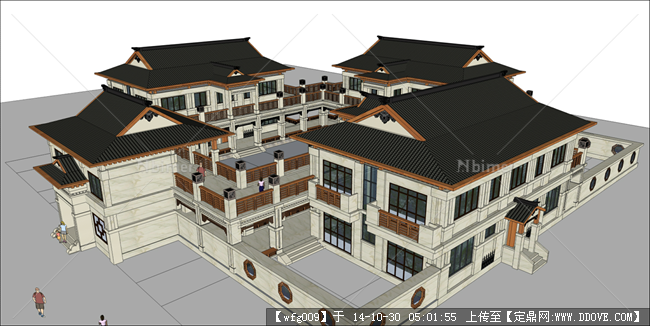 新古典合院会所su模型