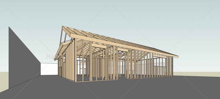 小屋框架结构(77058)su模型下载