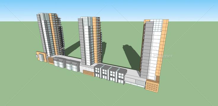 现代高层住宅楼及商业(33898)su模型下载