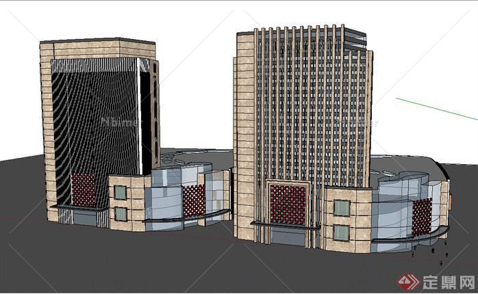 某个现代风格办公建筑方案设计SU模型