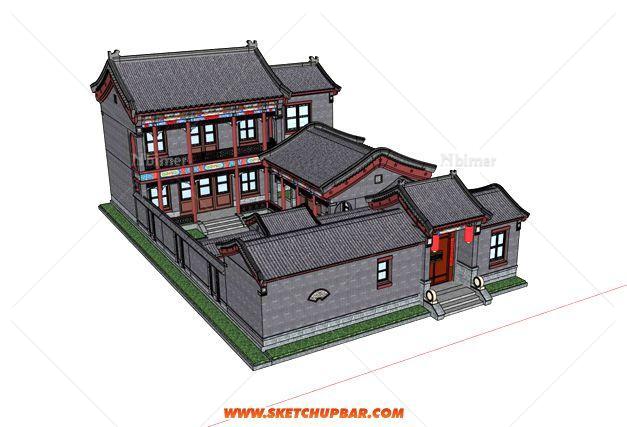 新人报到，发一个精细四合院模型，。。