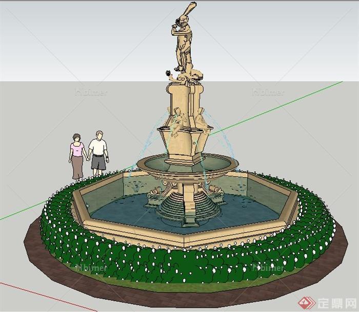 园林景观雕塑喷泉su模型