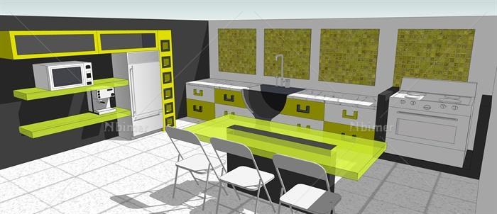现代风格住宅空间厨房设计su模型[原创]