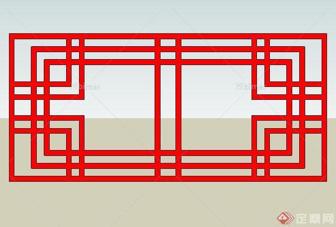 中式景观组合窗格13SketchUp(SU)3D模型