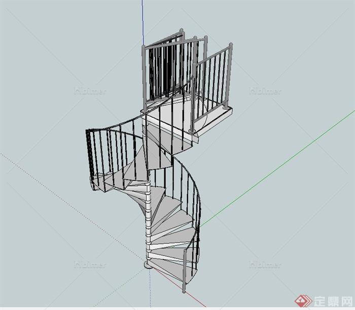 现代风格住宅建筑楼梯设计su模型[原创]