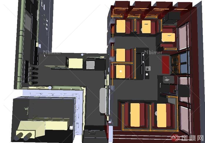 某现代风格商业餐厅室内设计SU模型