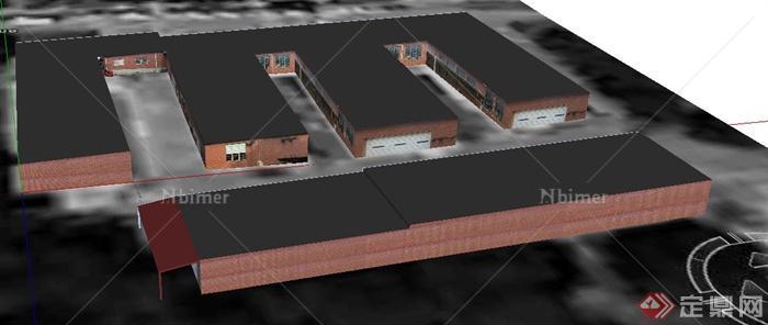 某单层工厂员工宿舍建筑设计SU模型