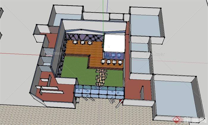 大学生活动中心室内cad和su模型