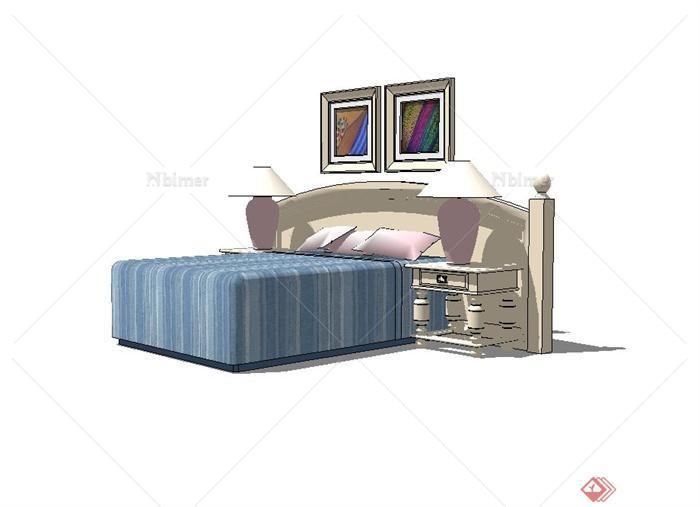 卧室家具床、床头柜设计su模型[原创]