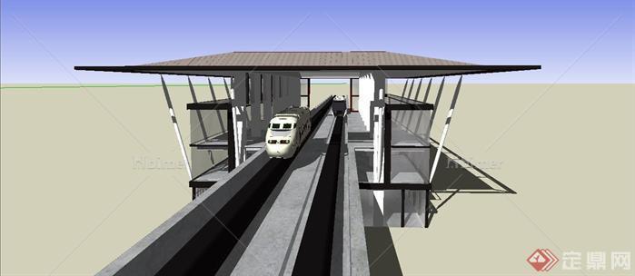 城市地铁地上车站建筑SU精致设计模型[原创]