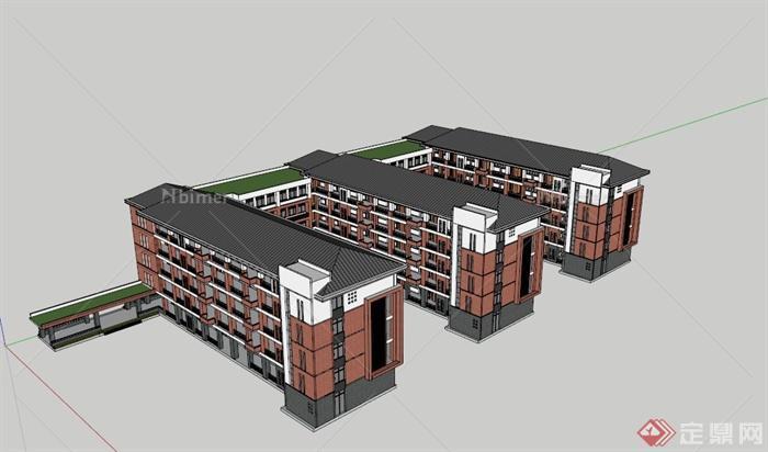 三栋教学楼建筑设计SU模型