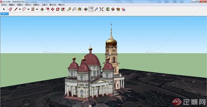 欧式风格耶稣教堂建筑设计su模型