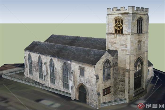 某古欧教堂建筑设计su模型
