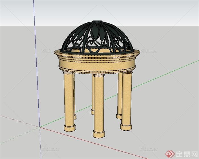 圆形法式廊架设计su模型