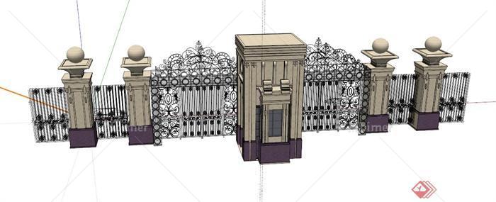 某欧式岗亭大门设计SU模型