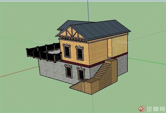 某两层乡村住宅建筑设计SU模型