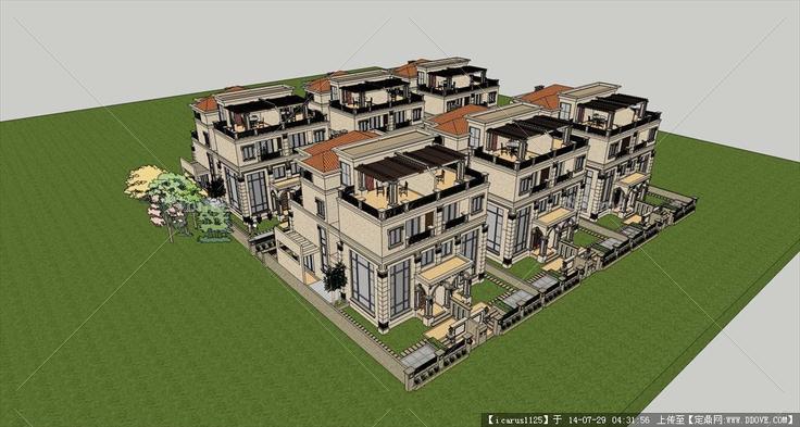 法式别墅建筑群su模型