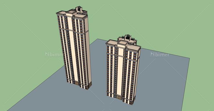 古典风格高层住宅(73467)su模型下载