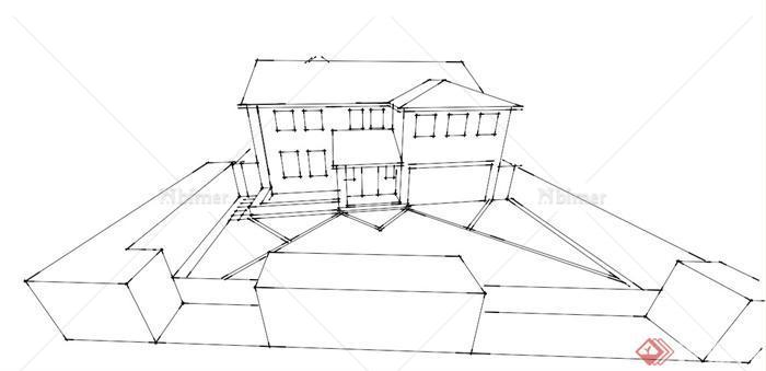 某手绘住宅建筑底稿设计SU模型