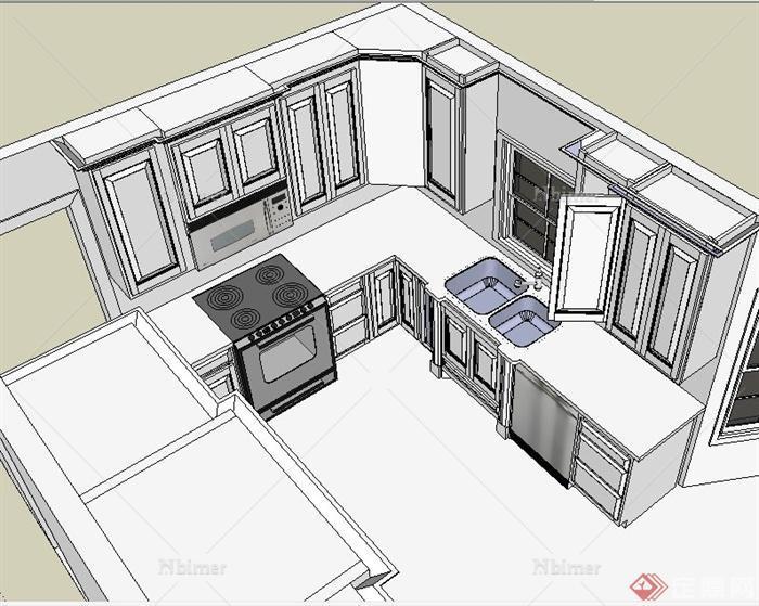 住宅空间厨房室内设计su模型