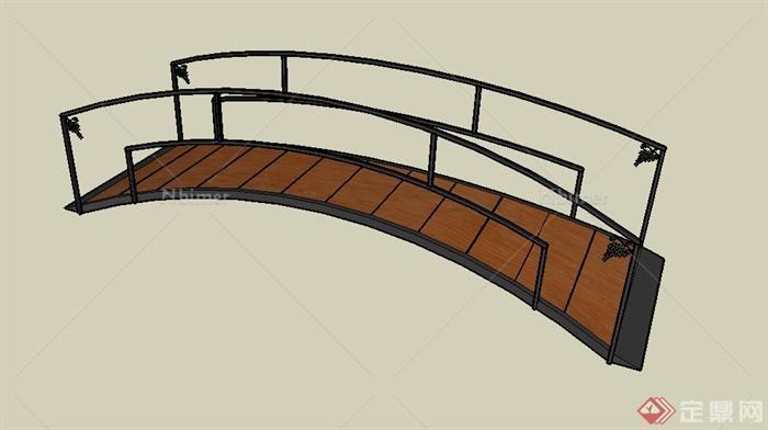 现代铁栏杆园桥su模型[原创]