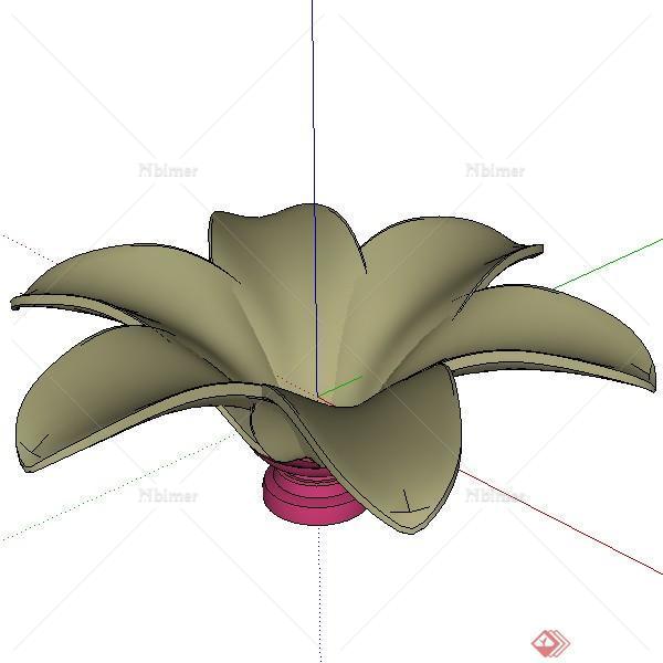 一个木兰花形花钵设计的SU模型