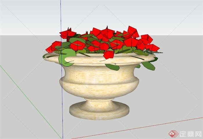 某欧式石材花钵SU模型