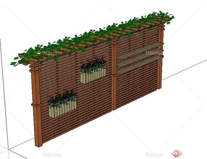 一个庭院木花架设计SU模型