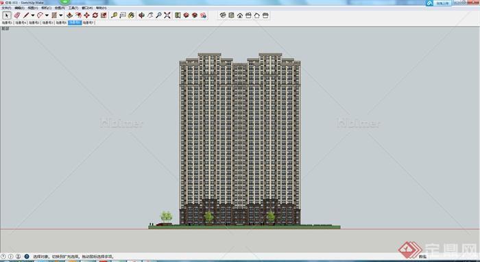 某地现代高层住宅楼建筑设计su模型