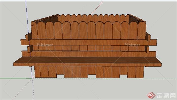 某木质移动带坐凳花箱设计SU模型