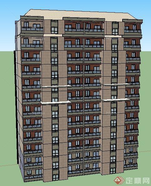 现代高层公寓居住楼建筑设计su模型