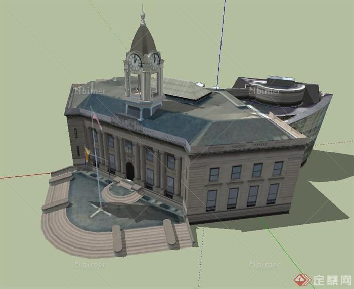 美国某市政厅建筑设计SU模型