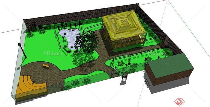 某花园庭院景观设计SU精细模型