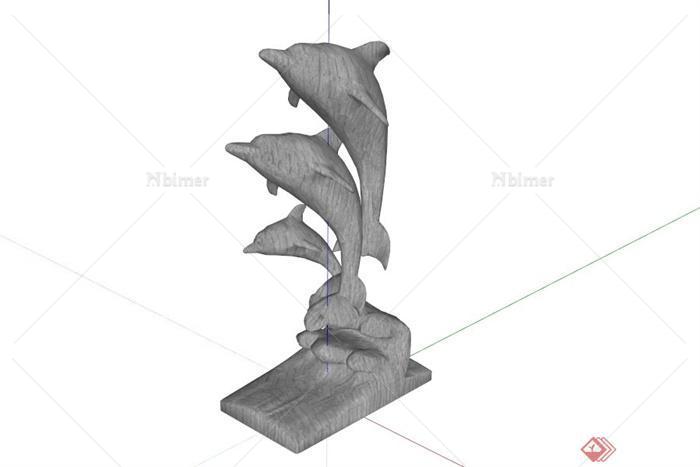 现代海豚跳跃造型雕塑SU模型
