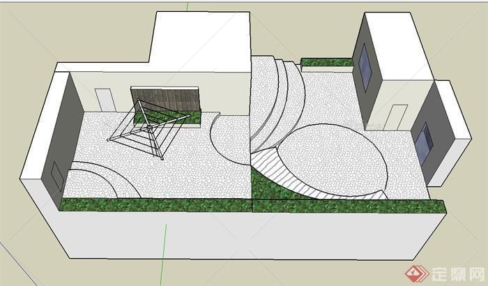 某庭院铺装景观设计SU模型