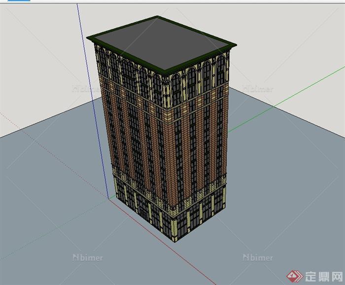 某欧式风格多层写字建筑楼设计su模型[原创]