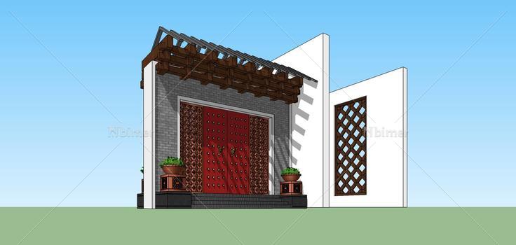 中式大门(70003)su模型下载