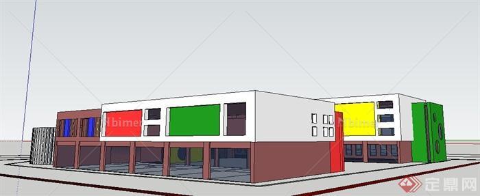 两款现代风格幼儿园教学楼建筑设计su模型[原创]