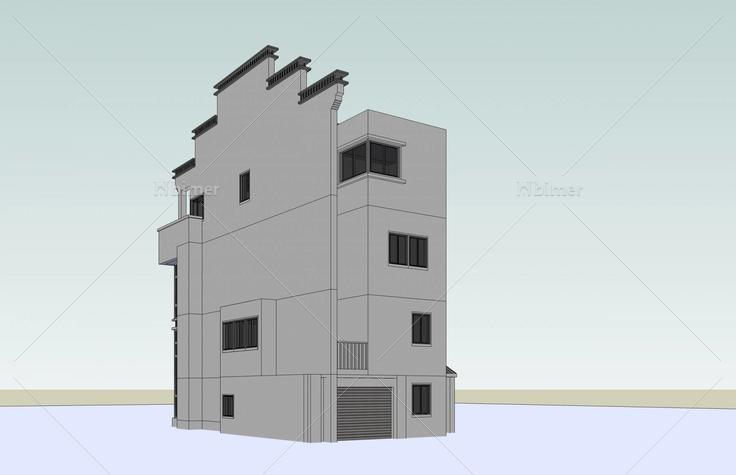 中式独栋别墅(45413)su模型下载