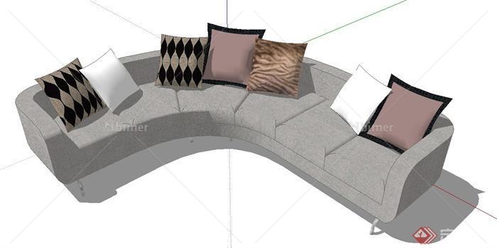 现代简约转角沙发设计su模型