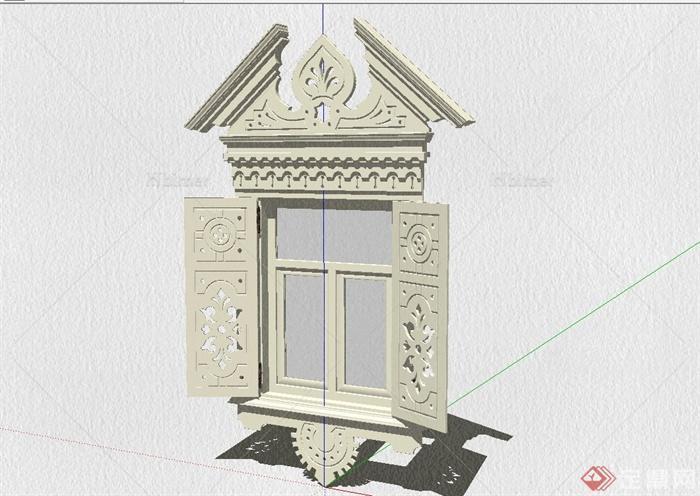 欧式雕刻窗框设计SU模型[原创]