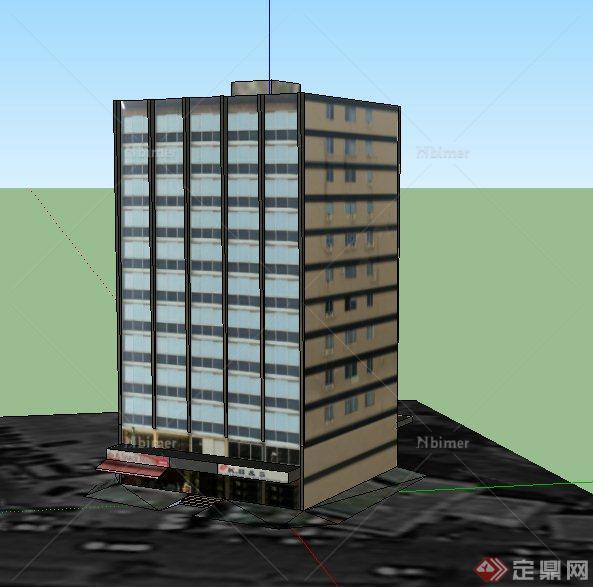 现代某多层宾馆建筑设计SU模型