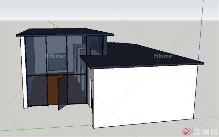 某现代单层形体室建筑设计SU模型