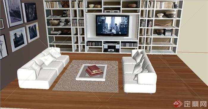 现代简约式客厅沙发组合设计SU模型