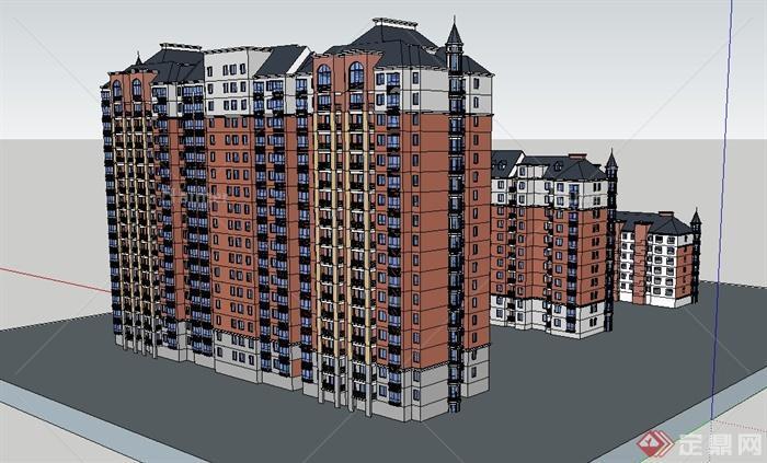 7套高层住宅小区SU模型以及CAD图纸