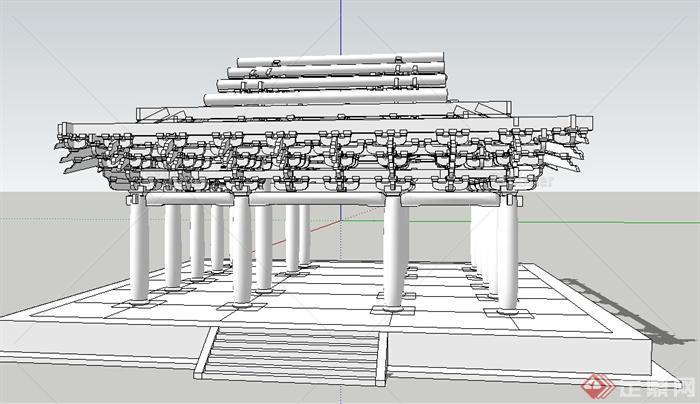 某中式古建大殿设计SU模型参考